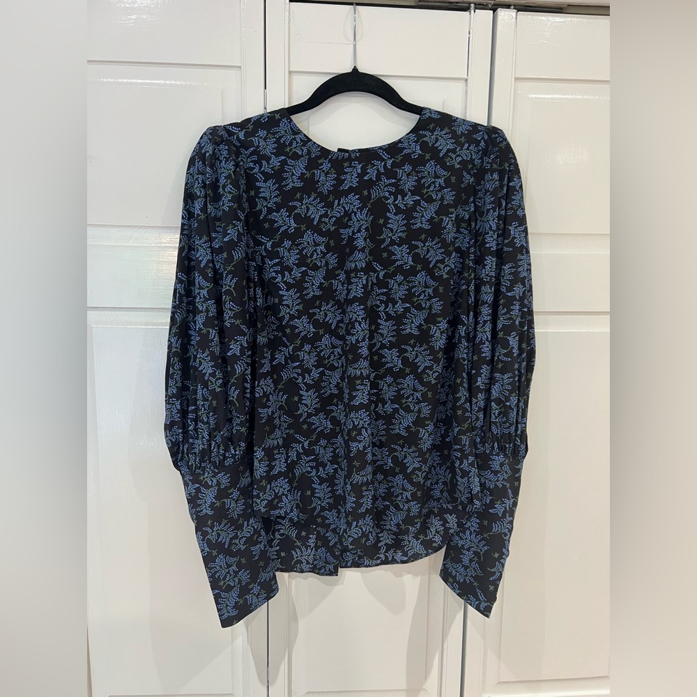 NWOT Veronica Beard Clarke Puff Sleeve Floral Blouse with Button Down Back - Picture 4 of 9